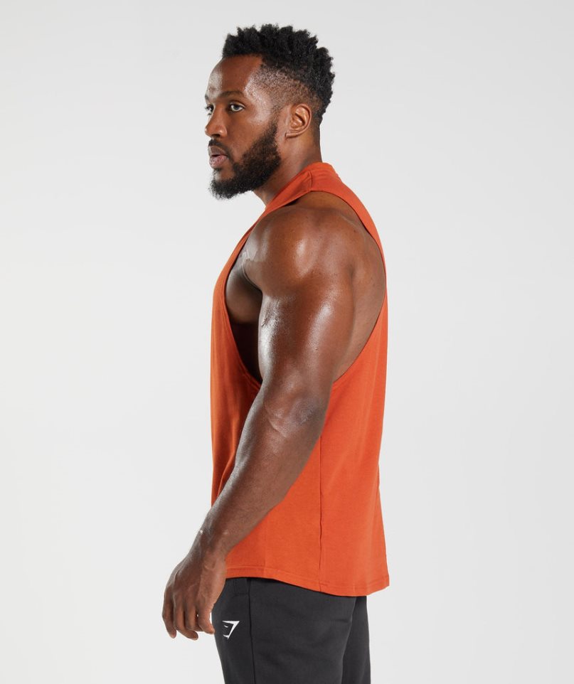 Men's Gymshark React Drop Arm Tanks Orange | CA 3608D1